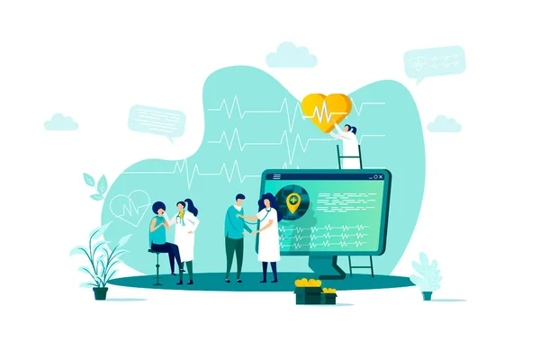 Concepto Medicina Estilo Plano Médico Examinando Paciente Clínica Diagnóstico Tratamiento — Archivo Imágenes Vectoriales