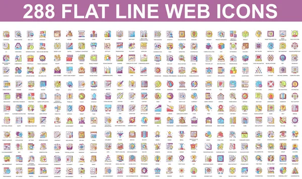 Paquete Vector Línea Plana Iconos Concepto Contiene Iconos Como Trabajo — Archivo Imágenes Vectoriales