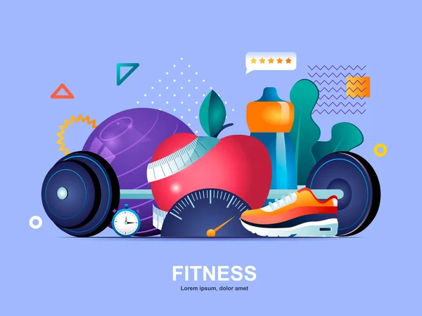 Fitness Lapos Koncepció Gradiensekkel Fitness Központ Web Sablon Egészséges Életmód — Stock Vector