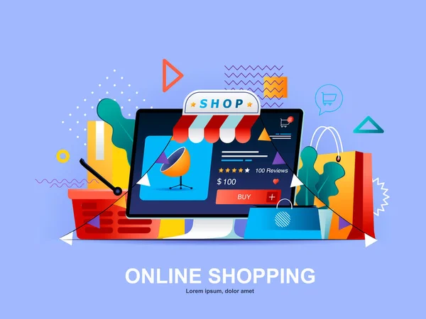 Gradyanlarla Çevrimiçi Alışveriş Konsepti Çevrimiçi Alışveriş Platformu Şablonu Için Web — Stok Vektör