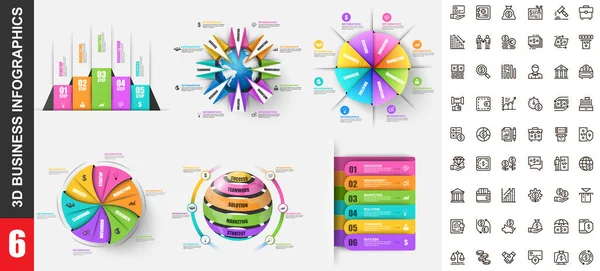 Bundle Infográficos Modelo Design Vetorial Com Conjunto Ícones Negócios Pixel — Vetor de Stock