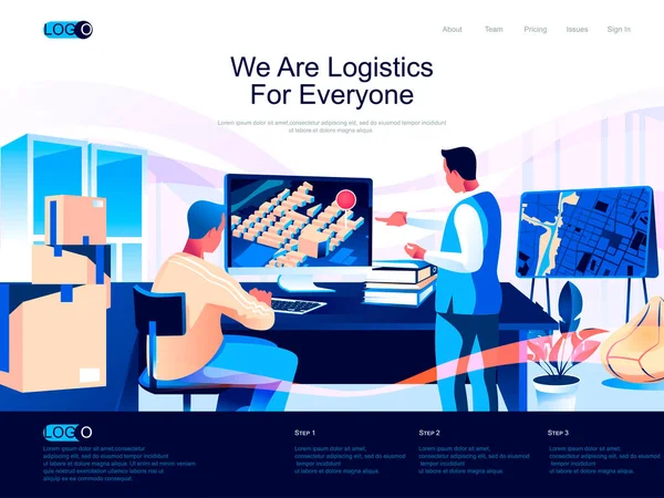 Wij Zijn Logistiek Voor Iedereen Isometrische Landing Page Website Opslag — Stockvector