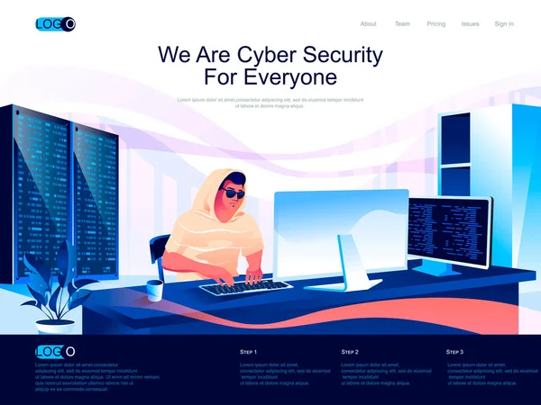 Siamo Cyber Security Tutti Pagina Atterraggio Isometrica Sito Web Dell — Vettoriale Stock