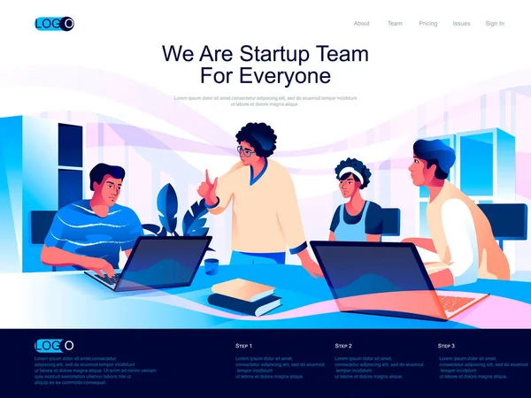 Wij Zijn Startup Team Voor Iedereen Isometrische Landing Pagina Website — Stockvector