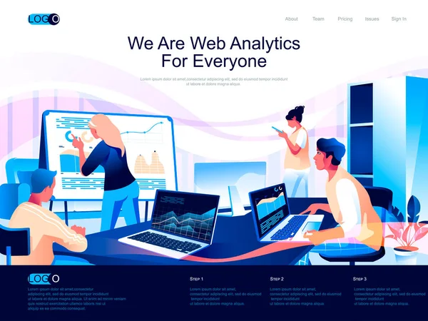 Somos Web Analytics Para Cada Página Destino Isométrica Sitio Web — Archivo Imágenes Vectoriales