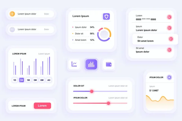 Elementos Interfaz Gráfica Para Financiar Aplicación Móvil Generador Interfaz Usuario — Vector de stock