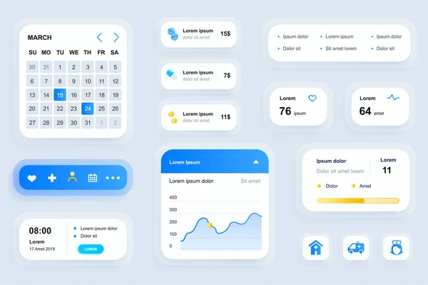 Gui Elementen Voor Mobiele App Voor Geneeskunde Online Medische Diensten — Stockvector