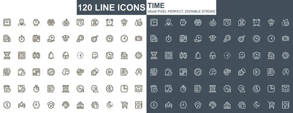 Time Thin Line Icons Set Business Productivity Efficiency Unique Design — Stock Vector