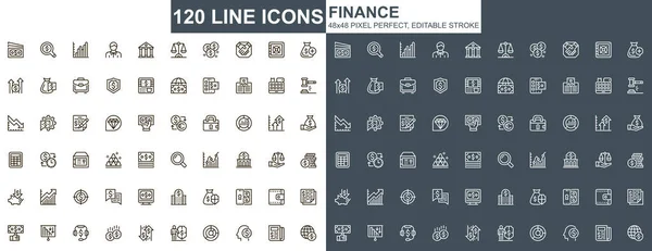 Finance Thin Line Icons Set Online Banking Capital Investment Unique — Stock Vector