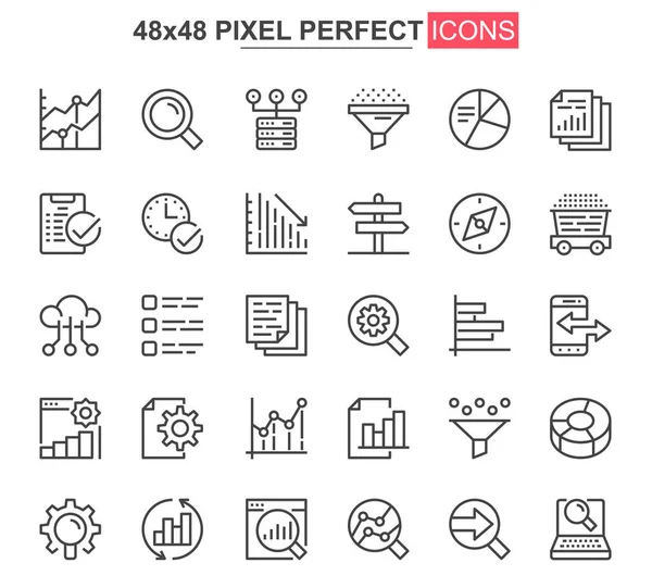 Big Data Analysis Thin Line Icon Set Data Processing Outline — Stock Vector