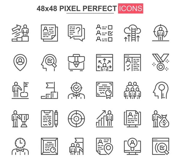 Headhunting Thin Line Icons Gesetzt Rekrutierung Und Einstellung Einzigartiger Design — Stockvektor