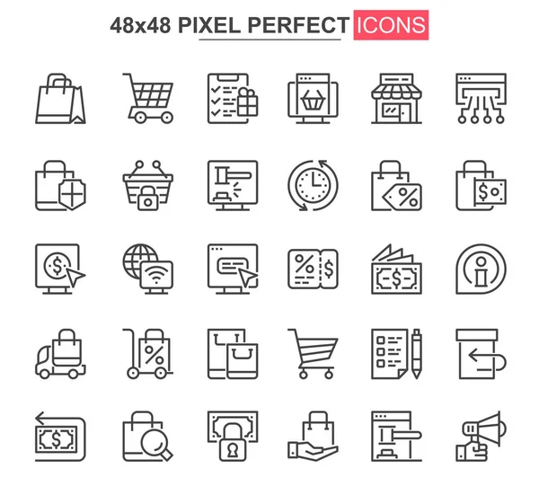 Commerce Thin Line Icons Set Online Shopping Internet Marketplace Unique — Stock Vector