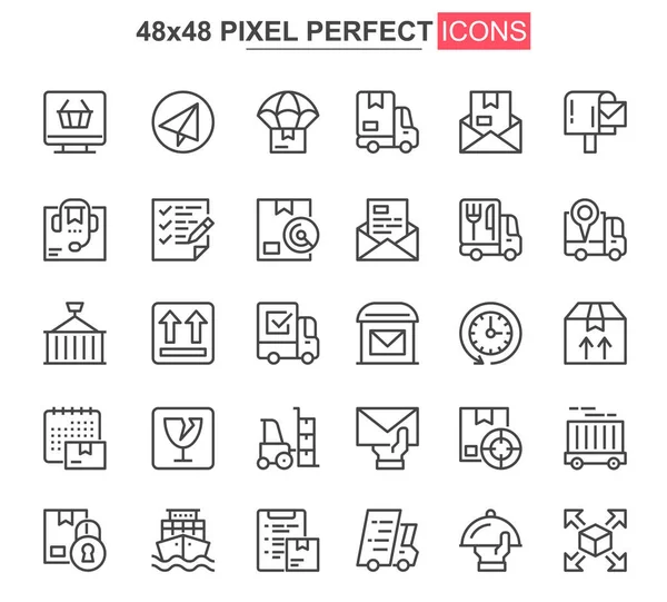 Livraison Des Icônes Ligne Mince Ensemble Icônes Conception Uniques Expédition — Image vectorielle