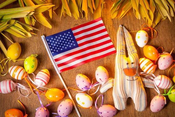 Adornos Para Las Vacaciones Pascua Estados Unidos Con Bandera Americana Fotos De Stock Sin Royalties Gratis