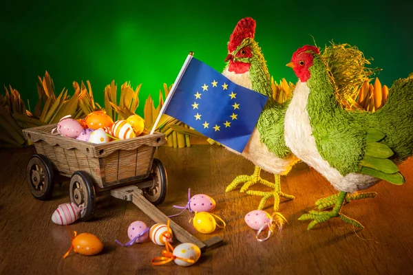 Easter holiday in the European Union. Easter eggs. Decoration of the Easter holiday in the European Union. Religious Holidays in the European Union.