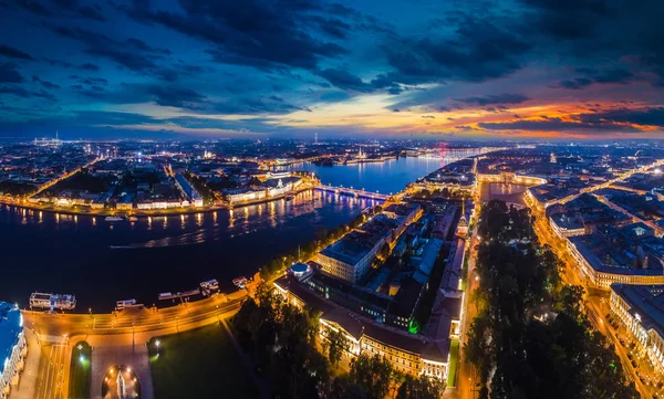 SAINT-PETERSBURG.  Panorama of Petersburg. Russian Federation. Panorama of Russian cities. View of Peter from a height. Summer night in St. Petersburg. The Neva River in St. Petersburg.