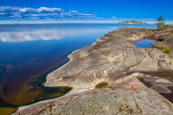 Finland. Lake Shore. Rocky shore. The nature of Finland.