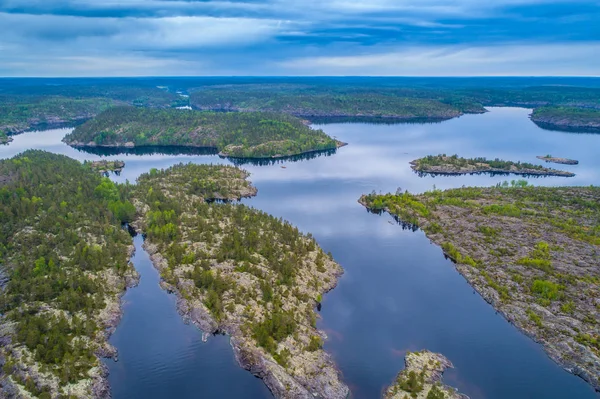Karelia. Islands from a height. Ladoga lake. The skerries of the Ladoga lake. The Republic of Karelia. Stony islands. Russia. — Stock Image Karelia Islands Height Ladoga Lake Skerries Ladoga Lake Republic Karelia Royalty Free Stock Photos