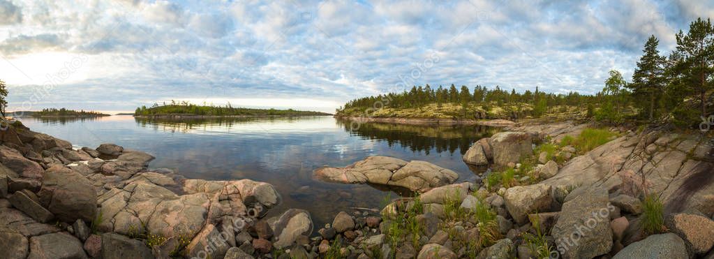 Karelia. Islands from a height. Ladoga lake. The skerries of the Ladoga lake. The Republic of Karelia. Stony islands. Russia. — Stock Image Karelia Islands Height Ladoga Lake Skerries Ladoga Lake Republic Karelia Royalty Free Stock Photos