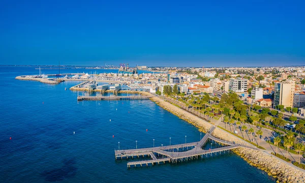 Limassol. Republic of Cyprus sea bay top view. Molos Limassol em