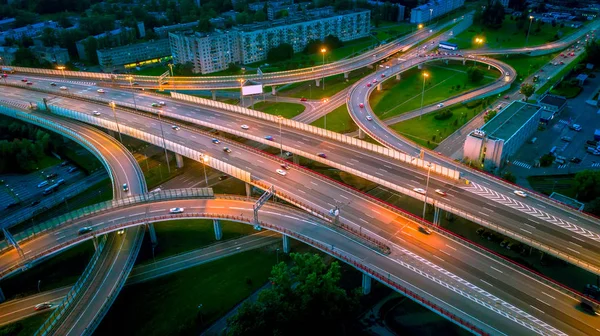 City roads. Highway from the air.