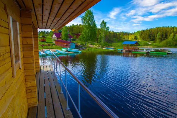The Republic of Karelia. Ladoga lake. Russia. Berth for boats. — Stock Image The Republic of Karelia. Ladoga lake. Russia. Berth for boats. Stock Image