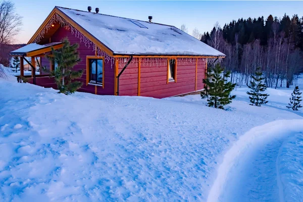 Cottage in Karelia. Winter villa near the forest. Karelian recre