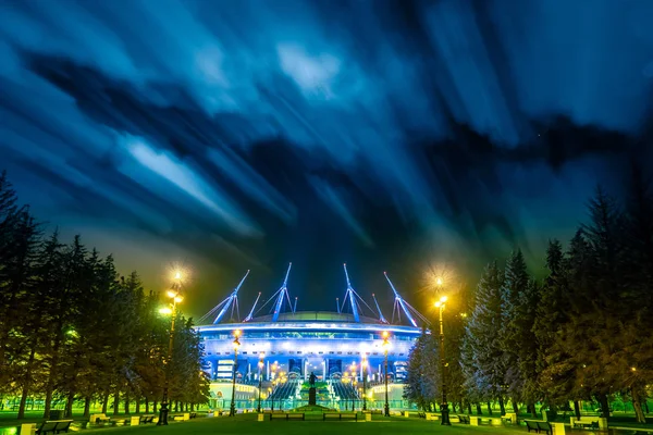 Saint-Petersburg. Illumination of the stadium Gazprom arena ligh — Stock Image Saint-Petersburg. Illumination of the stadium Gazprom arena ligh Stock Picture