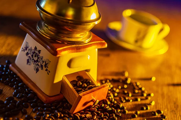Coffee. Coffee crushing accessories. Vintage coffee grinder. Cof