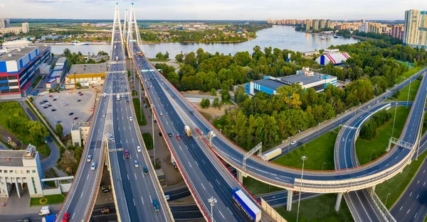 Saint Petersburg. Russia.  City panorama. Road junction. Transpo