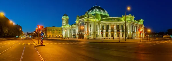 Saint Petersburg. Russia. Evening panorama of St. Petersburg. Deserted streets of St. Petersburg under a dark sky. Vitebsky railway station. Night city. Travel to Russia.