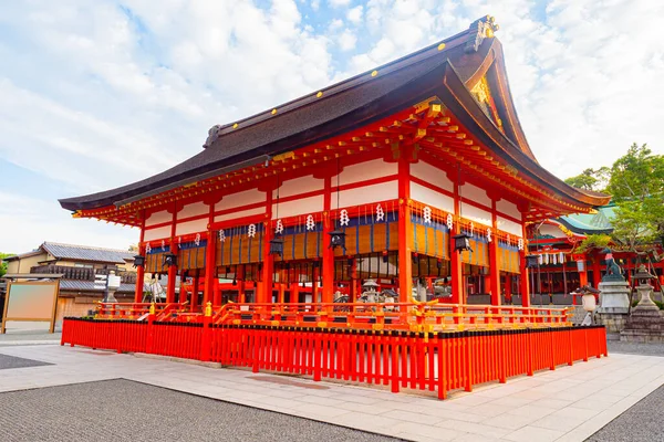 Japan. Temples Of Kyoto. The Fushimi Inari Shrine. Fushimi Inari Taisha Temple. The Mountain Of Inariyama. Dedication To The Goddess Inari. Shinto. Mythology. Orange pagoda against the sky.