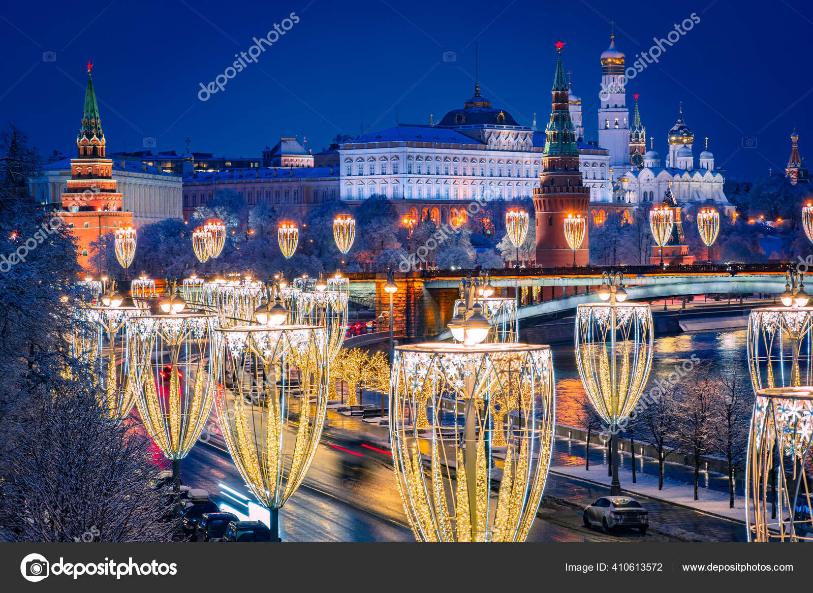 Weihnachten Moskau Festlicher Winterabend Der Russischen Hauptstadt Blick Von Oben Redaktionelles Stockfoto C Grinphoto 410613572