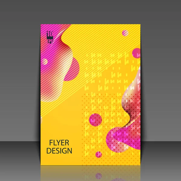 Grafisk Illustration Med Abstrakt Gradient Flytande Bubbla Form Flyer Mall — Stock vektor