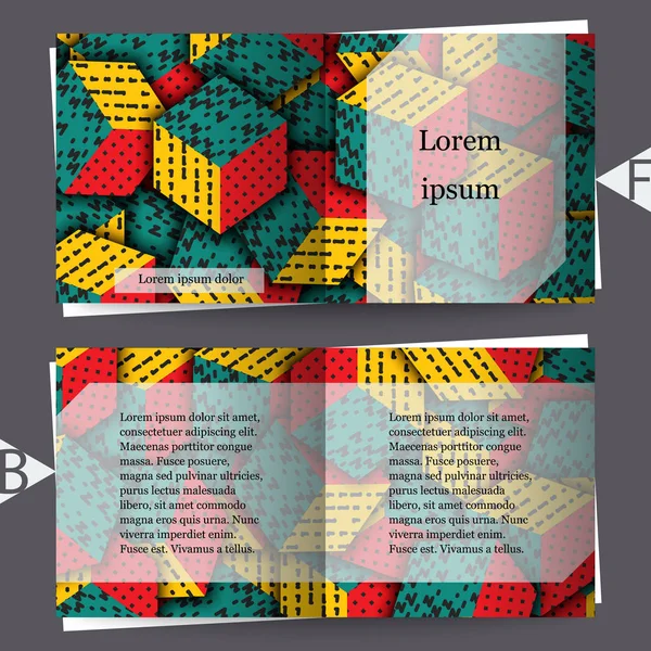 Многоцветные кубики с орнаментом. Шаблон брошюры. Векторная иллюстрация Eps10 — стоковый вектор