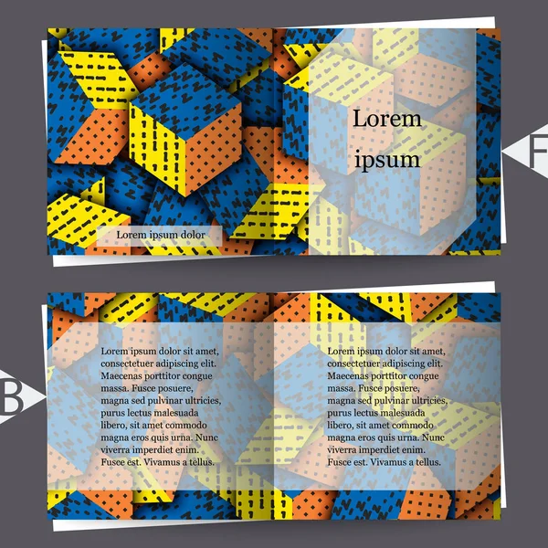 带有装饰的多色立方体 宣传册模板 Eps10 向量例证 — 图库矢量图片
