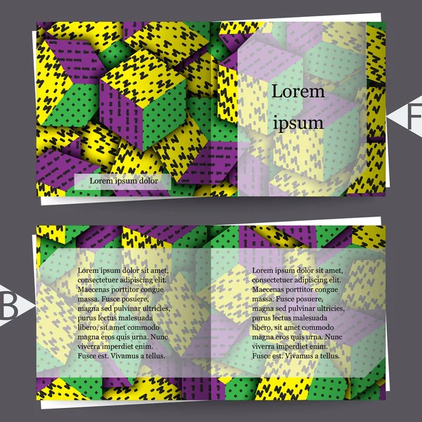 Mehrfarbige Würfel Mit Ornamenten Broschüre Vorlage Eps10 Vektorabbildung — Stockvektor