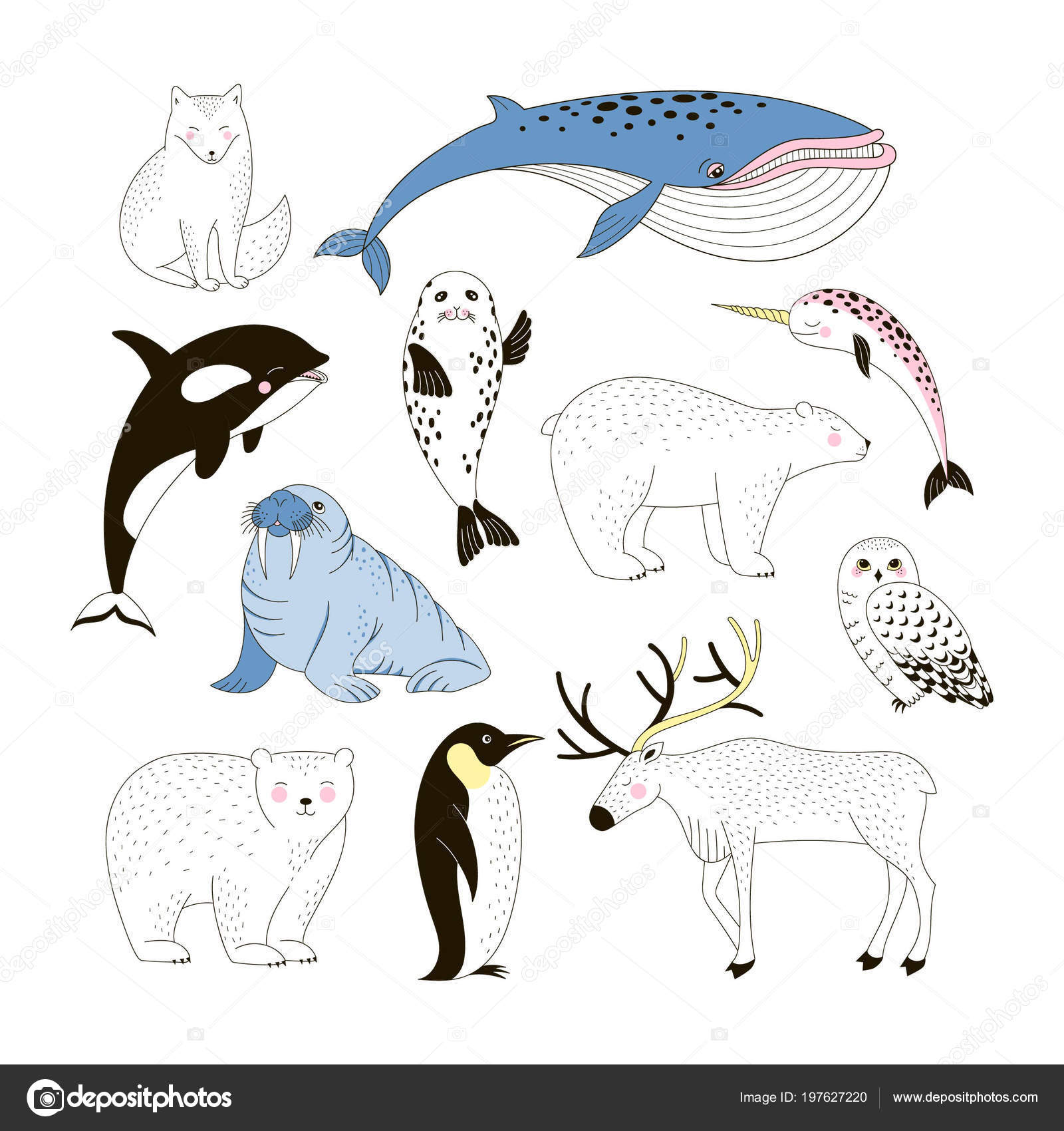 Arctic Cute Animals Clip Art Collection Stock Vector Image by ©olga ...