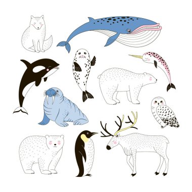  Kutup sevimli hayvanları klip-art koleksiyonu