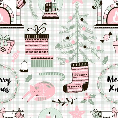  Neşeli Noel Dikişsiz dekoratif desen