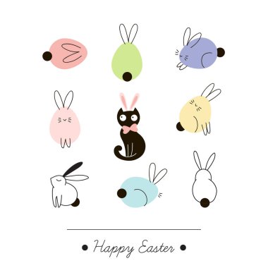 Paskalya tavşanı tebrik kartı, tatil tasarım