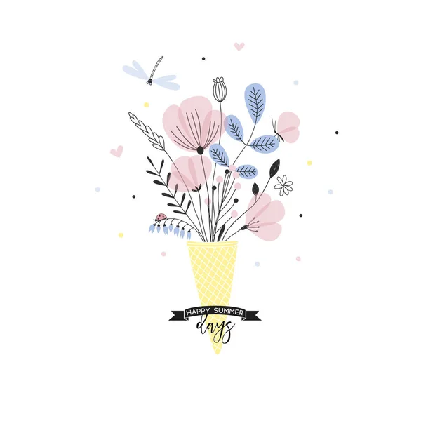Квіткове Морозиво Вітальна Листівка — стоковий вектор