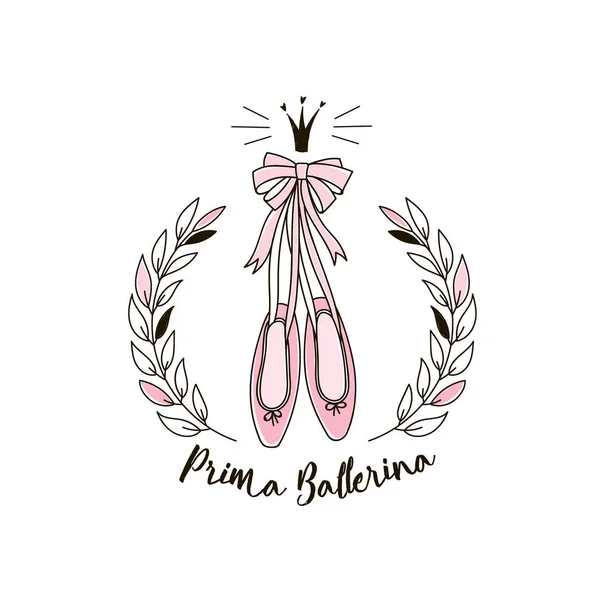 Prima Ballerina Print Line Illustration Girls — стоковый вектор