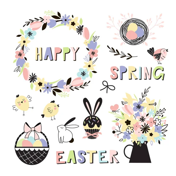 Kit Grafico Happy Easter Essentials — Vettoriale Stock