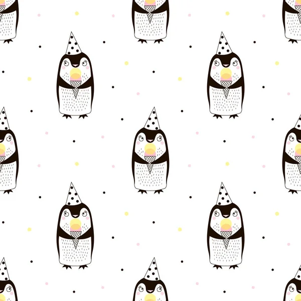 Pinguin Mit Eis Nahtlosem Muster — Stockvektor