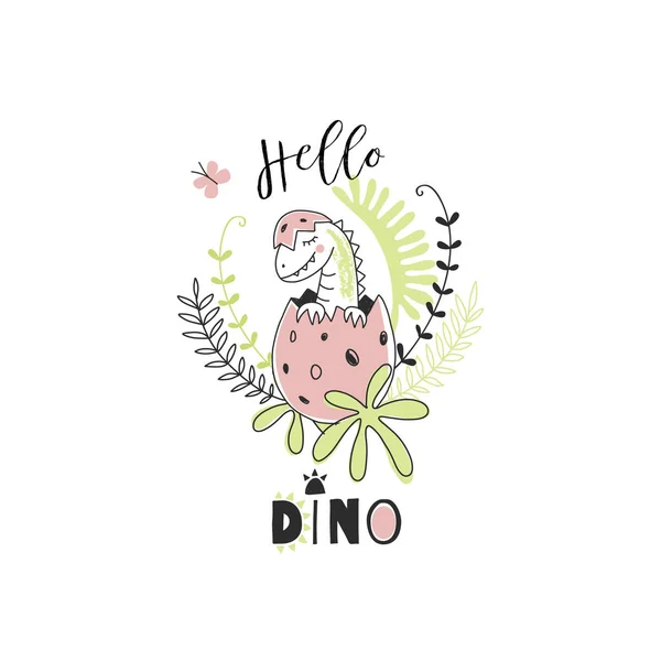 Cute Newborn Dino Colorful Print — Stock Vector
