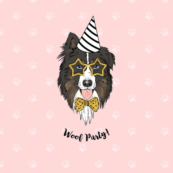 Australian Shepherd Porträtt Hund Illustration — Stock vektor