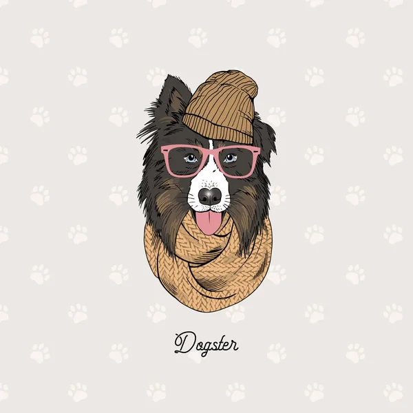 Australian Shepherd Porträtt Hund Illustration — Stock vektor