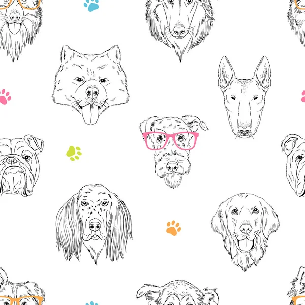 Візерунок Голови Собак Векторні Ілюстрації — стоковий вектор