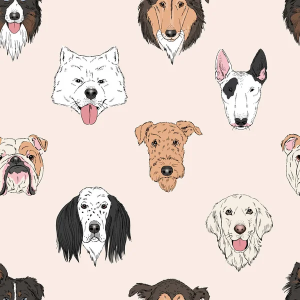 Hund Huvuden Mönster Vektorillustration — Stock vektor